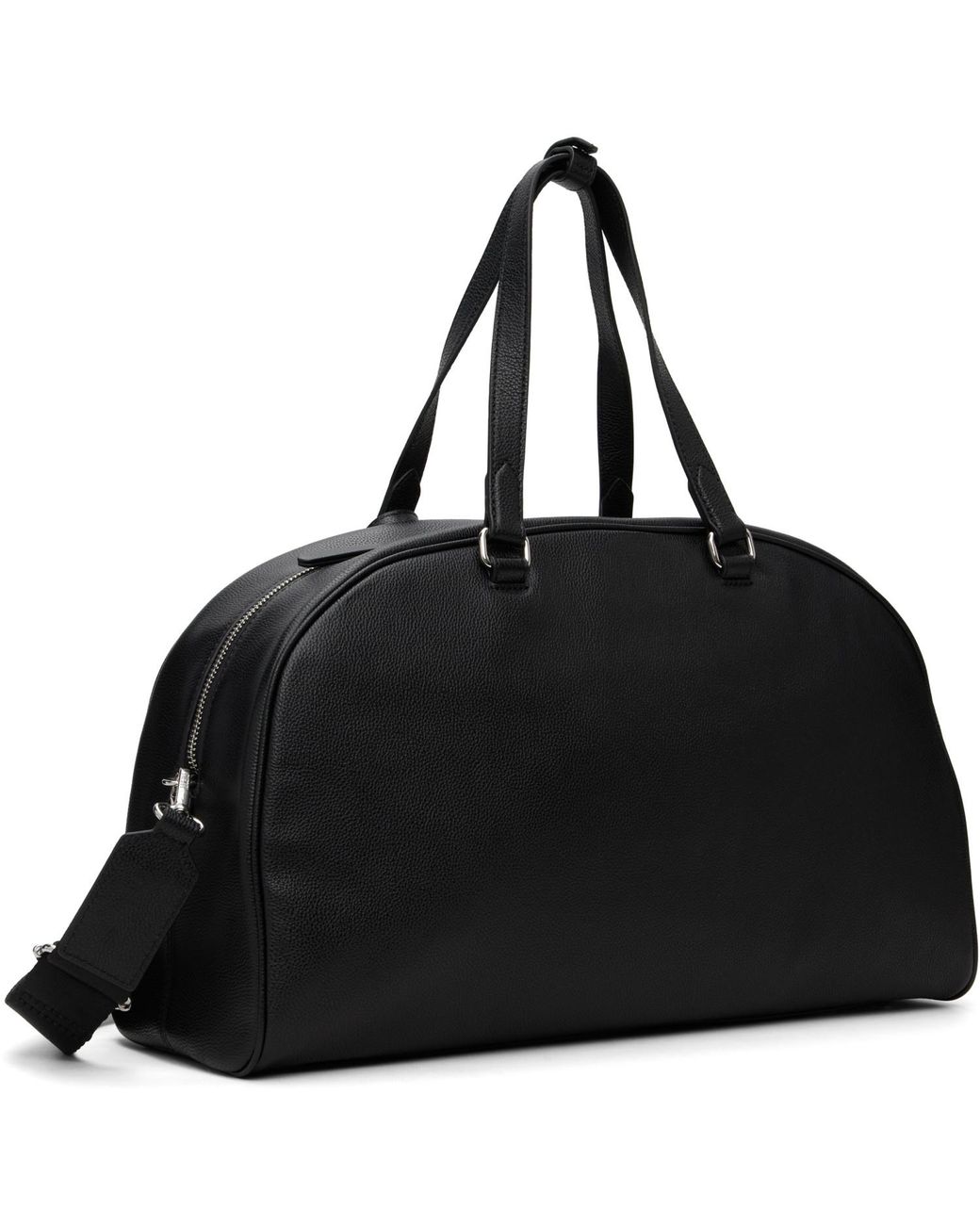 DIESEL Black 1Dr Dome Oval D Logo Leather Travel Bag for men