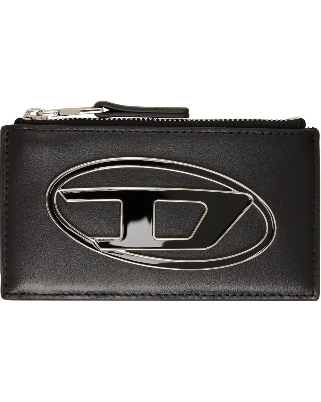 DIESEL Black Nappa Leather Flat Card Holder