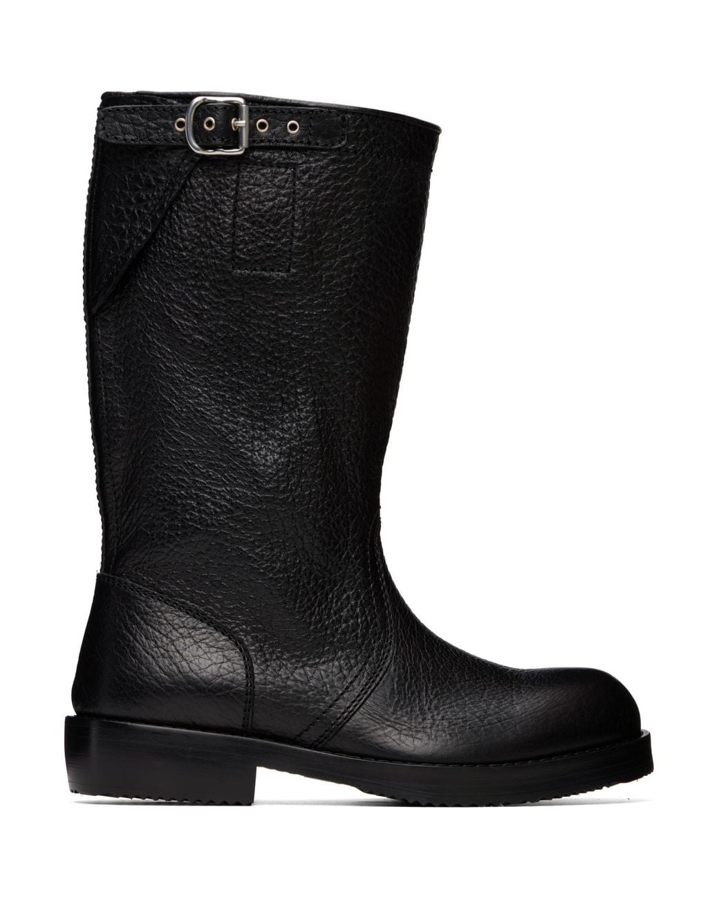 Dries Van Noten Black Leather Biker Boots for men