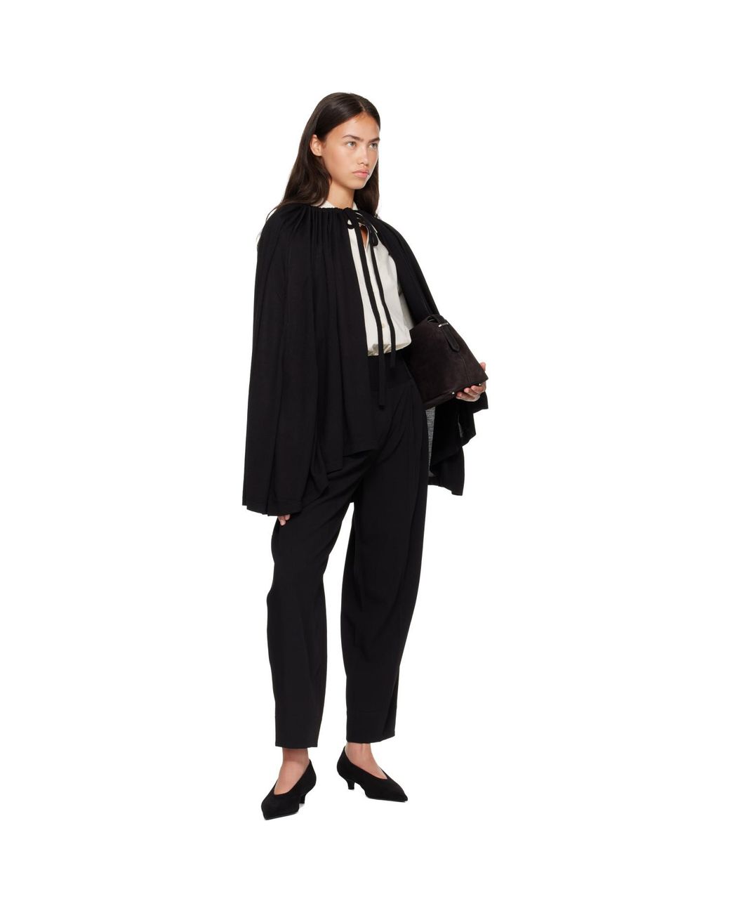 Totême Black Drawstring Cape
