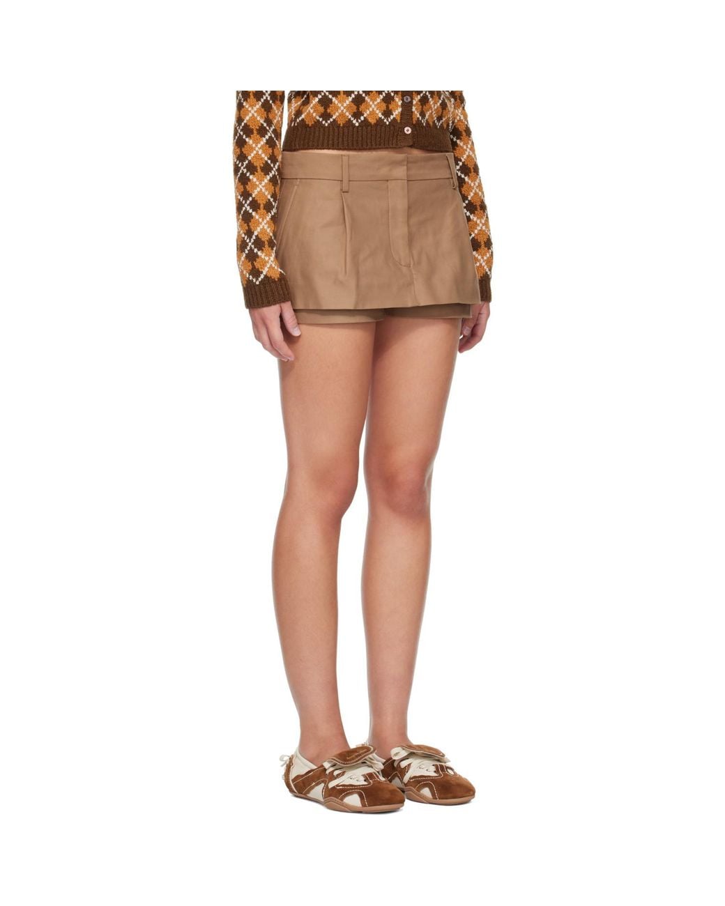 Acne Brown Layered Satin Skort