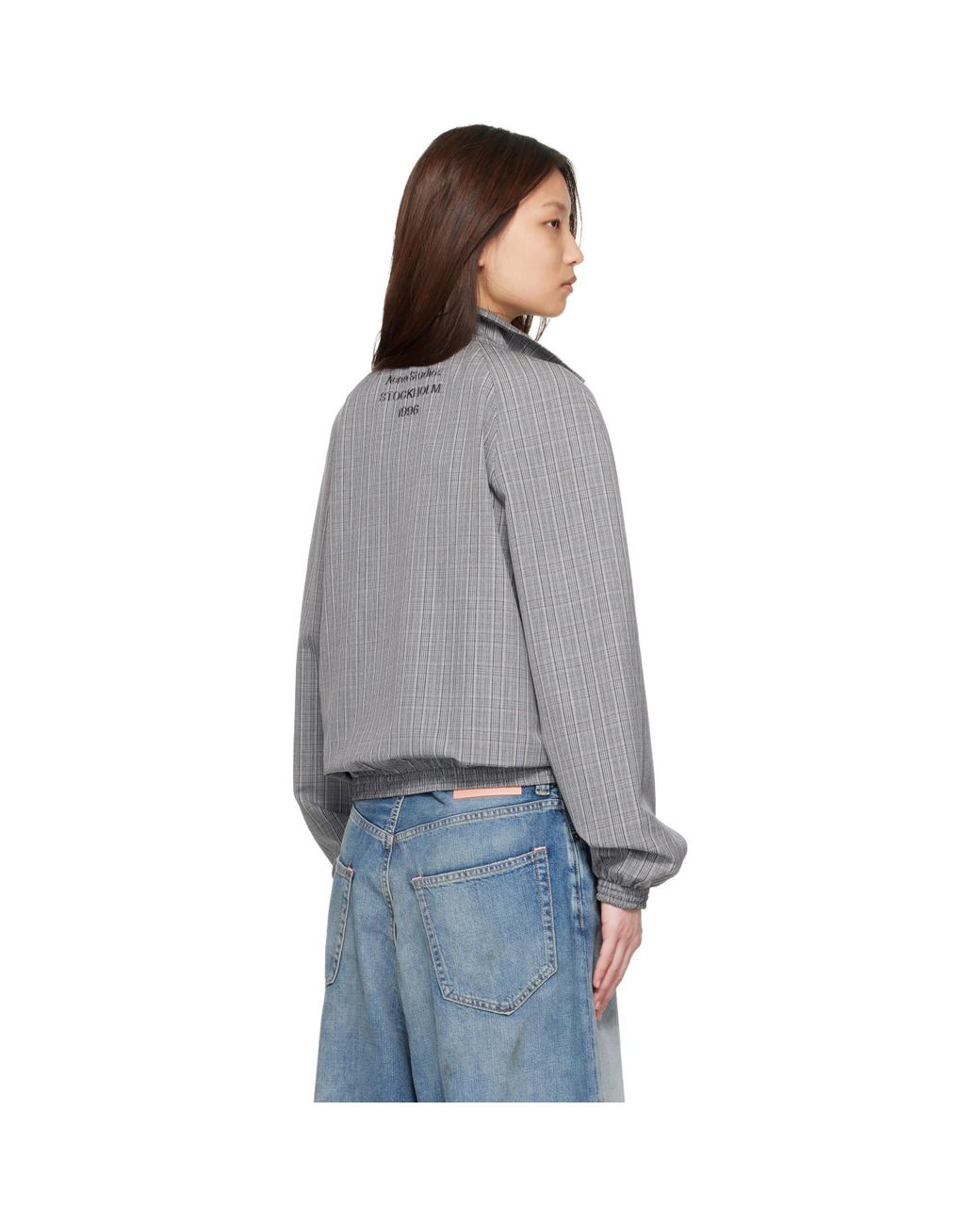 Acne Gray Technical Check Jacket