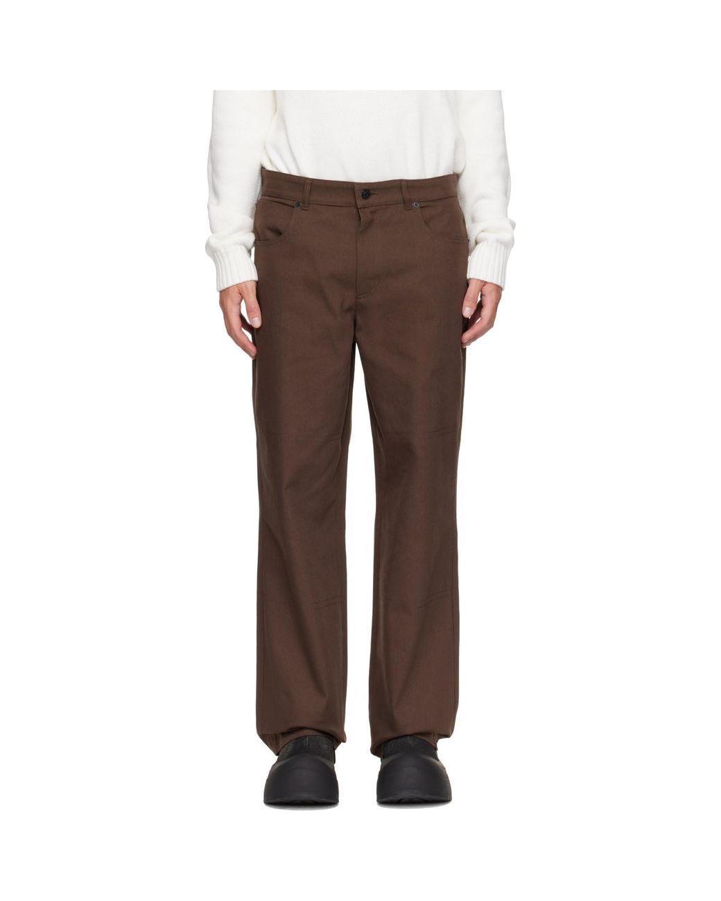 Moncler Brown Canvas Cargo Trousers for men