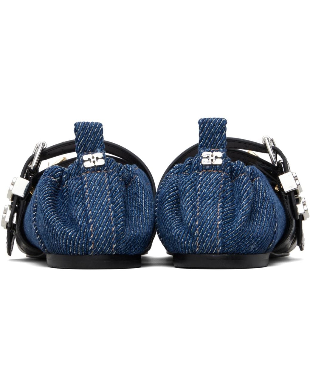 Ganni Blue Sue Triple Ballerina Flats