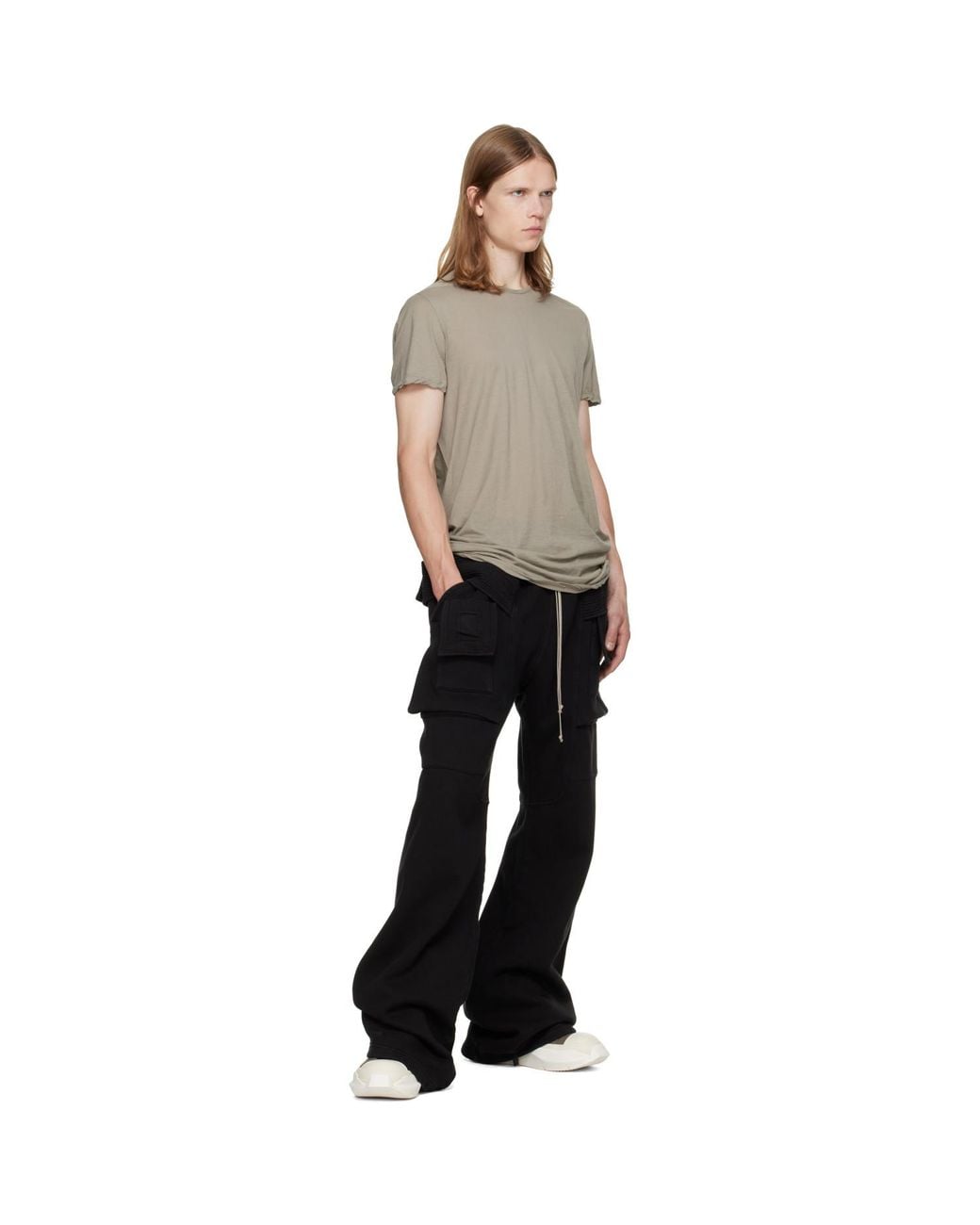 Rick Owens Gray Khaki Tower Level T-Shirt for men