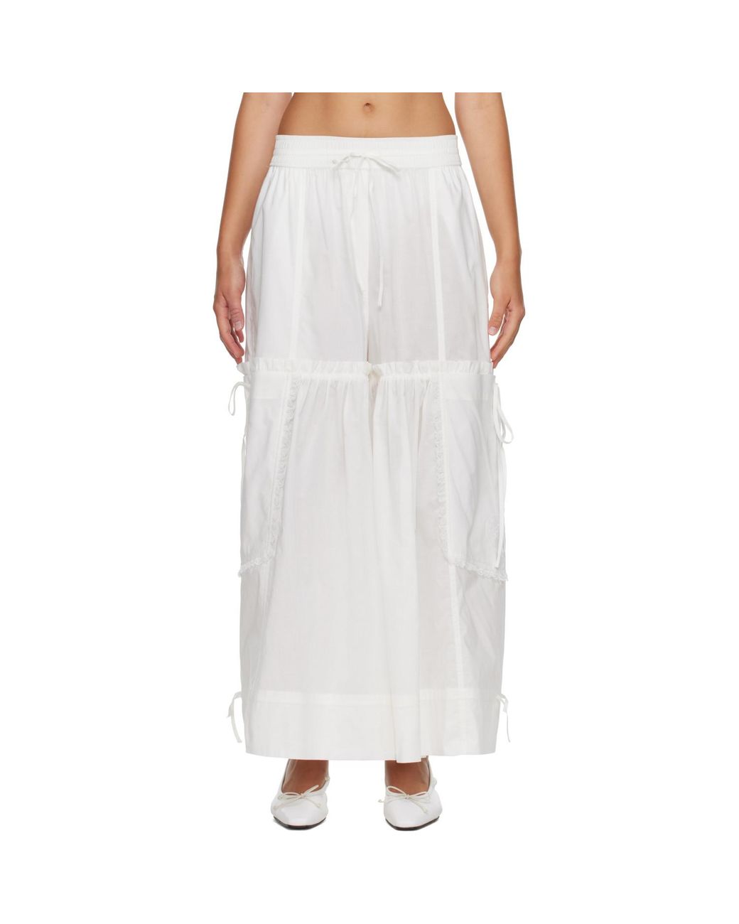 Ganni White Cotton Trousers