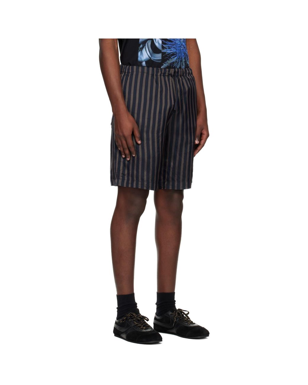 Dries Van Noten Black Cupro Shorts for men