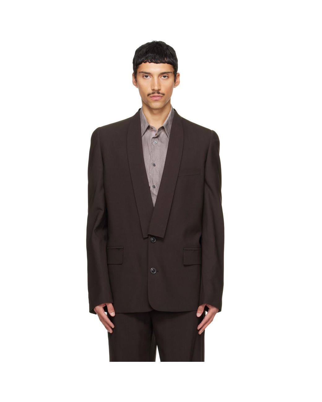 Maison Margiela Black Minimal Collar Wool Blazer for men