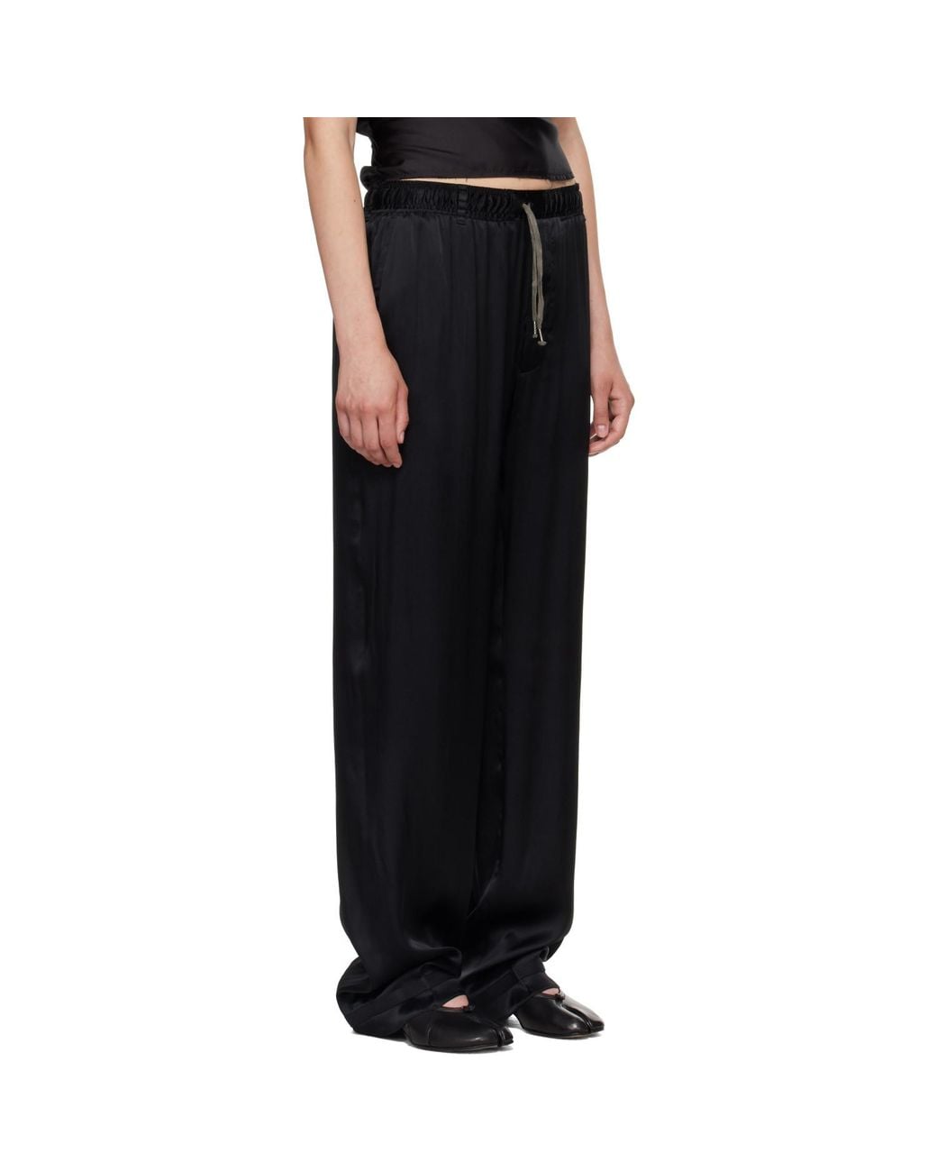 Maison Margiela Black Satin Drawstring Trousers