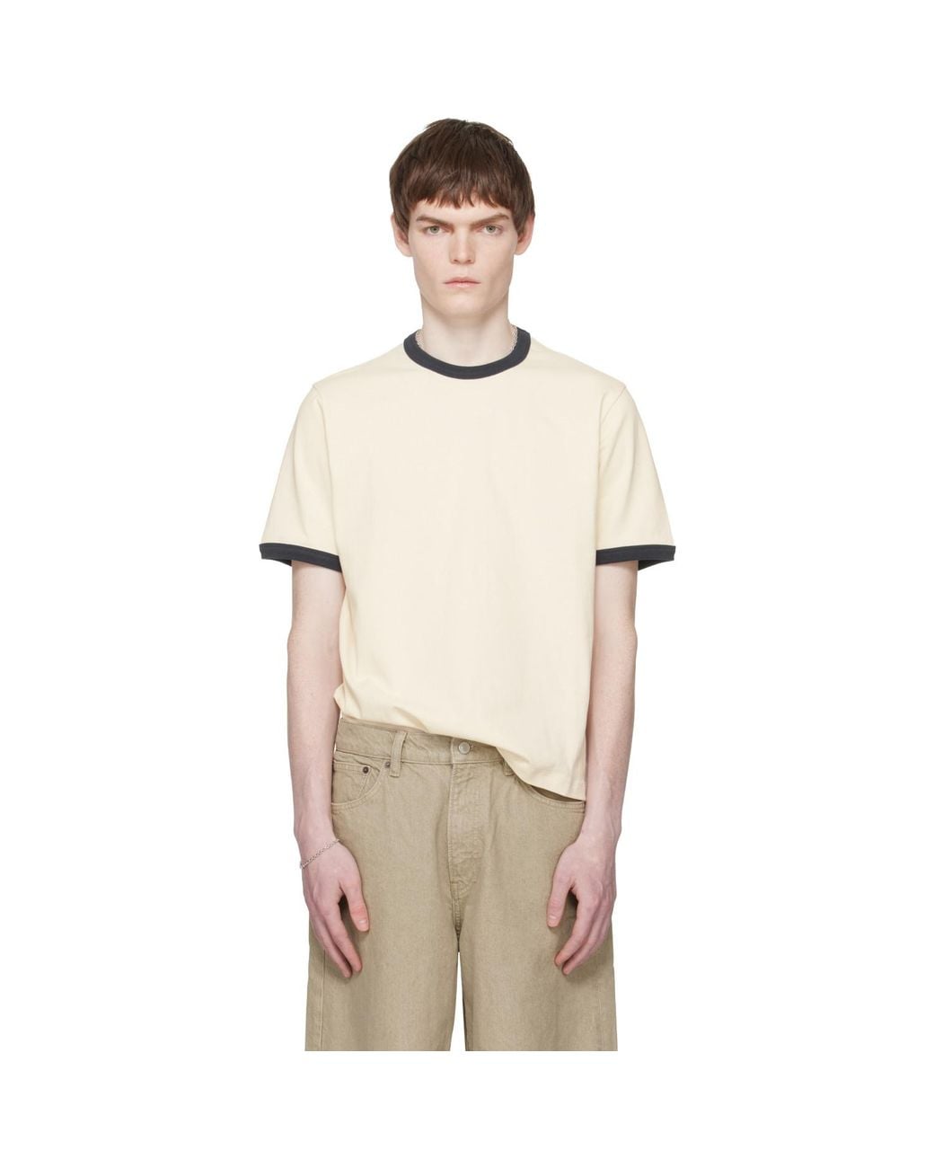 Jeanerica Natural Off- Ringer T-Shirt for men