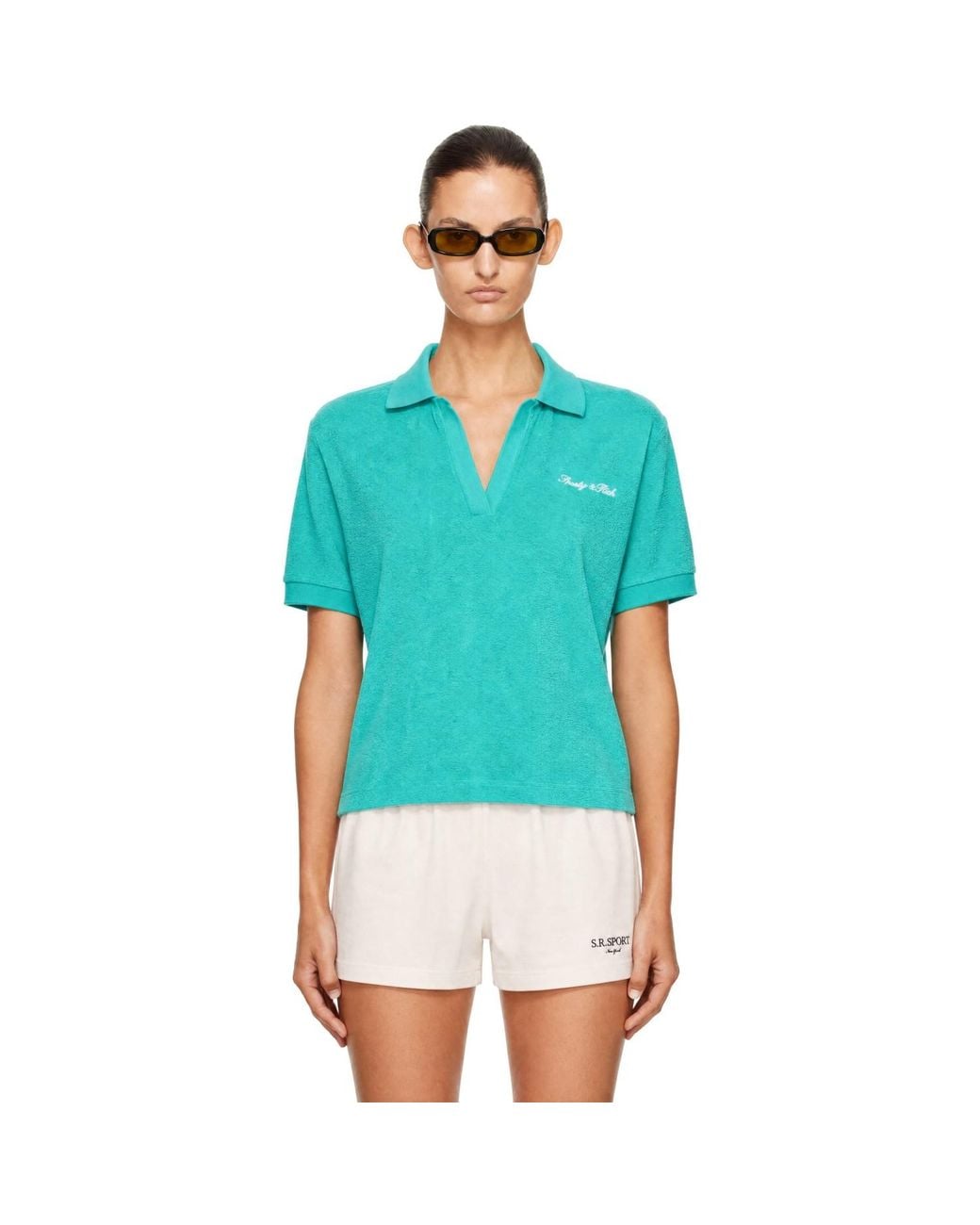 Sporty & Rich Blue Signature Logo Terry Polo