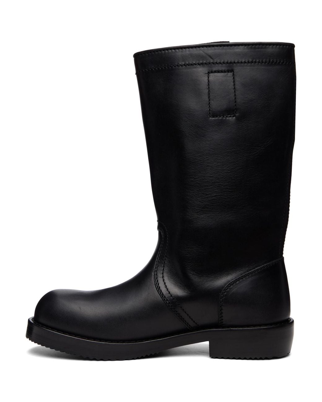 Dries Van Noten Black Leather Biker Boots for men