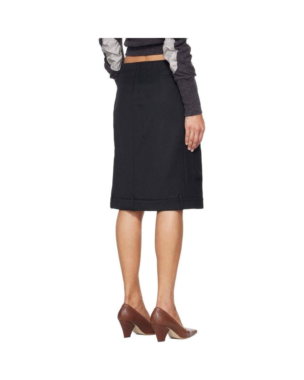 OPEN YY Black Tailored Trouser Midi Skirt