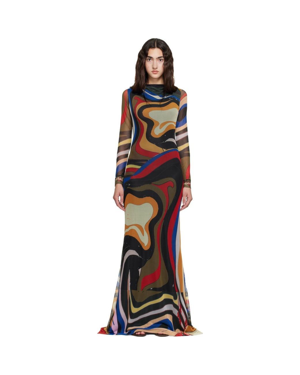 OTTOLINGER Black Mesh Longsleeve Maxi Dress