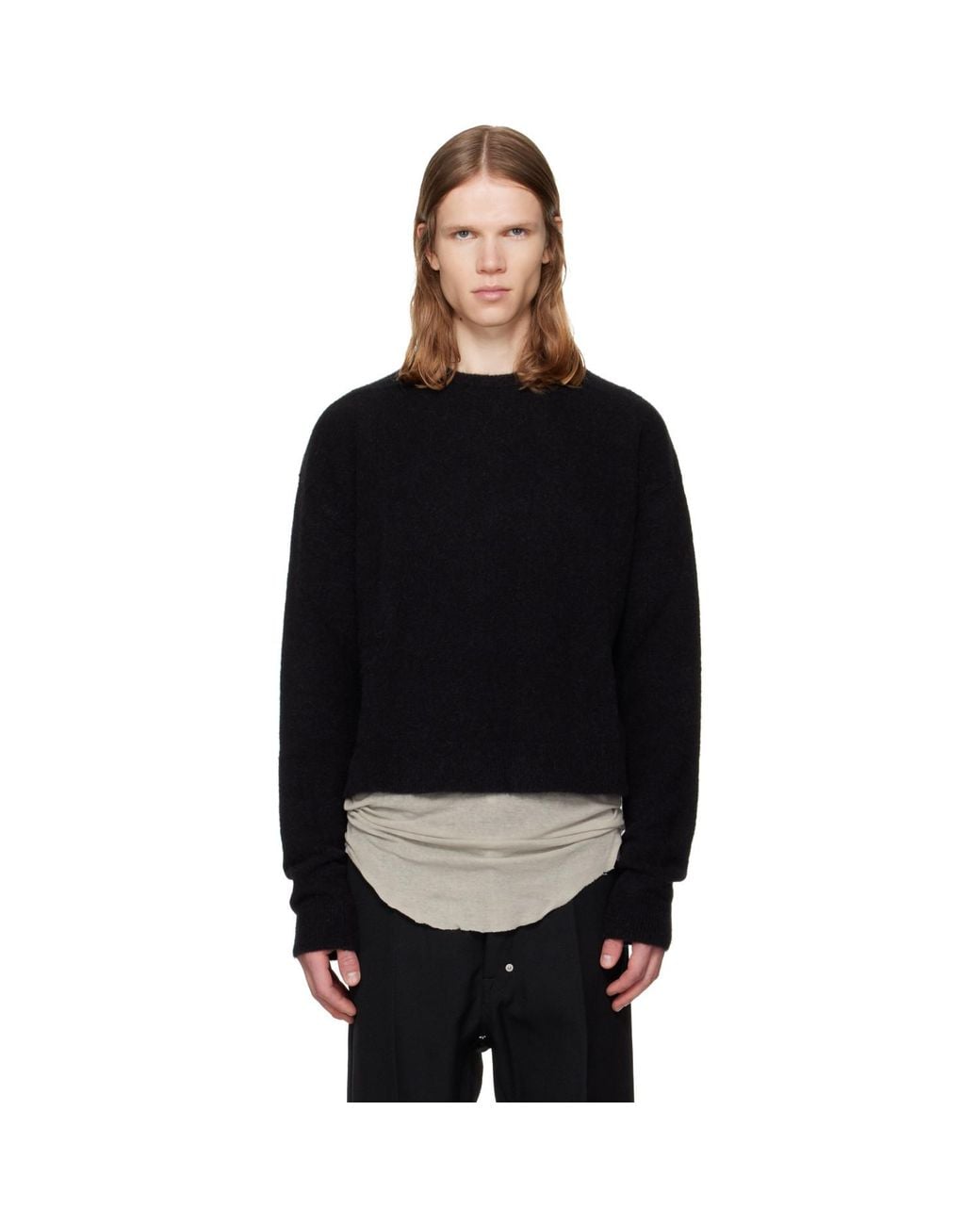 Rick Owens Black Tower Round Neck Sweater for men