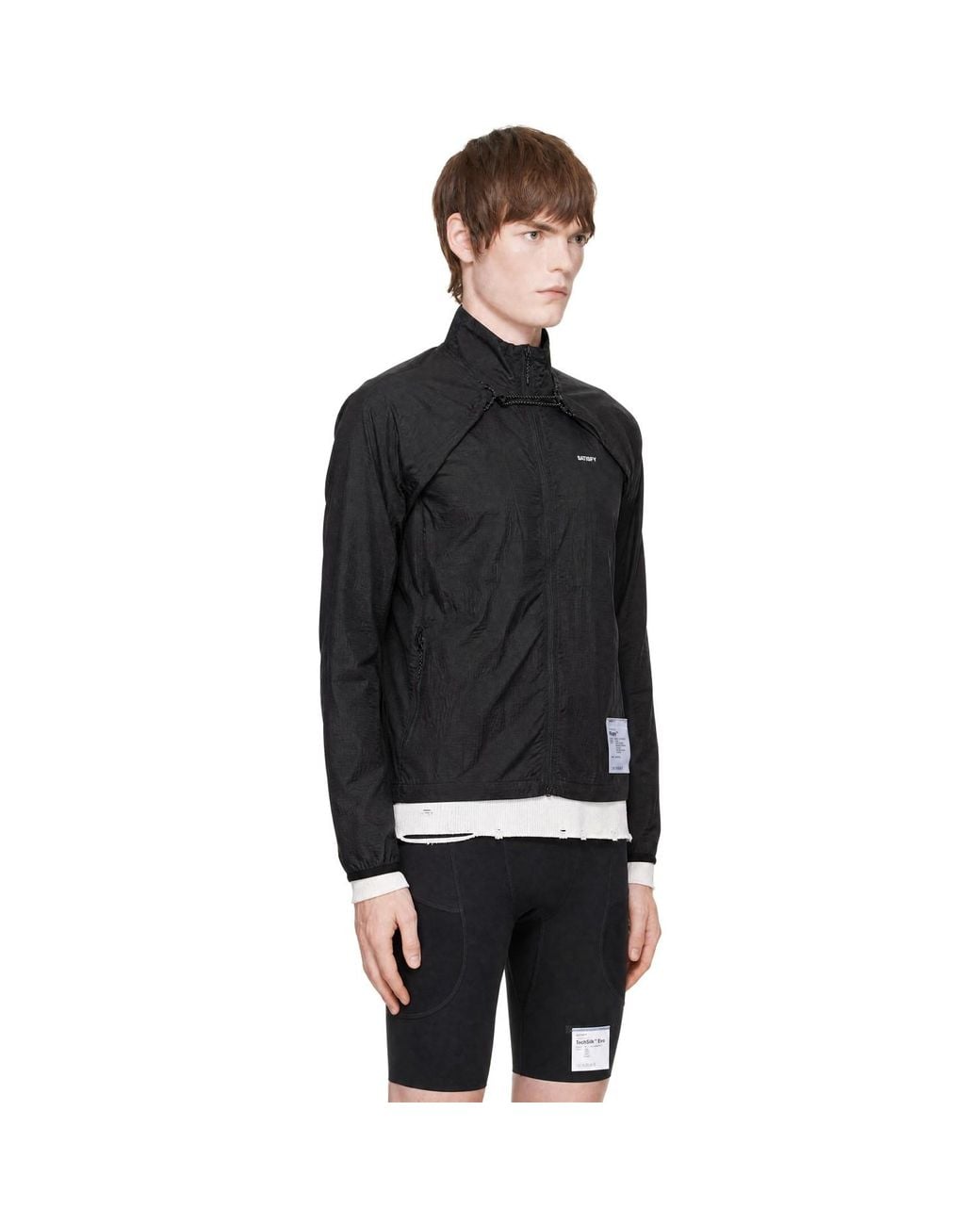 Satisfy Black Rippy Modular Windbreaker Jacket for men