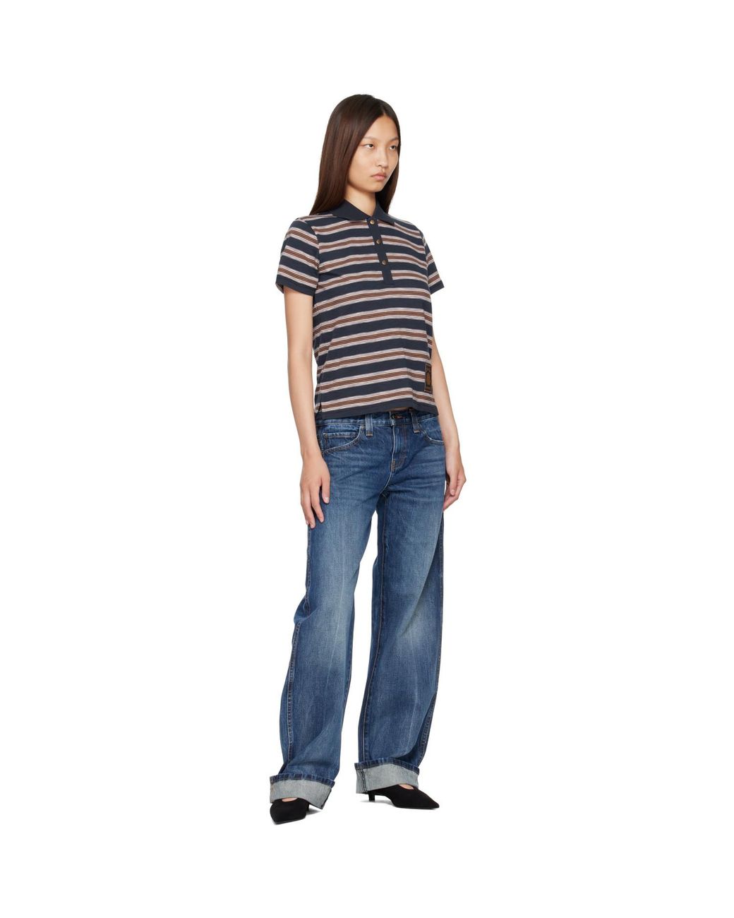 Moncler Blue Striped Cotton Polo