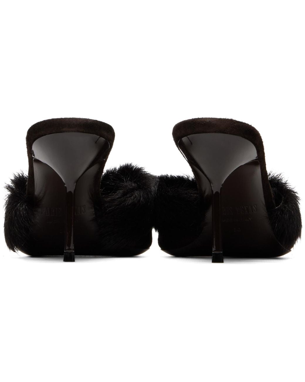 Paris Texas Black Lidia 70Mm Suede Mule Heels
