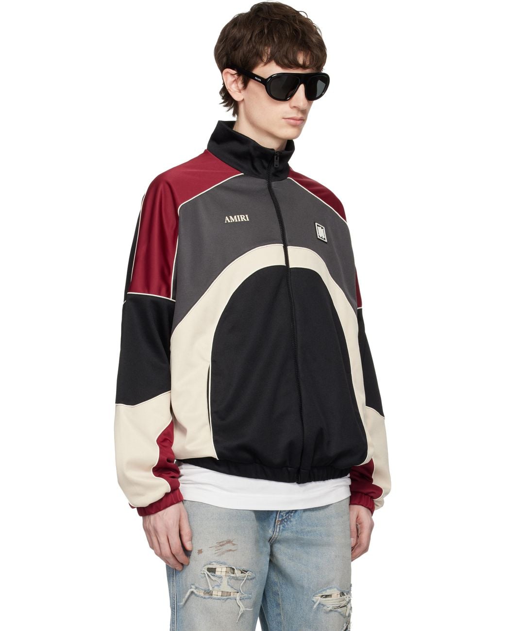 Amiri Black Oversized Panel Track Jacket for men