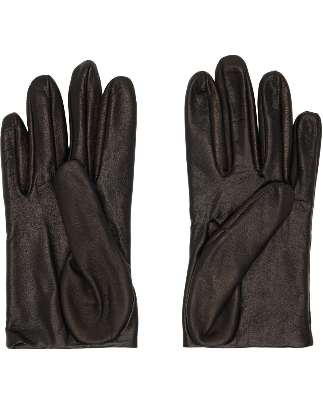 Mugler Black Short Leather Gloves