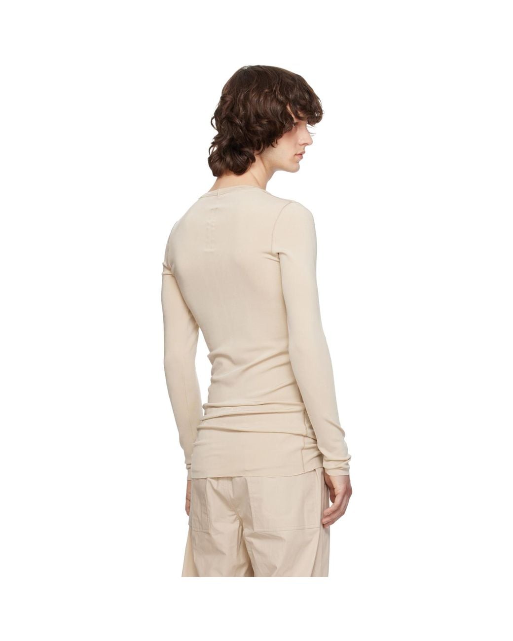 Rick Owens Natural Temple Rib Ls T-Shirt for men
