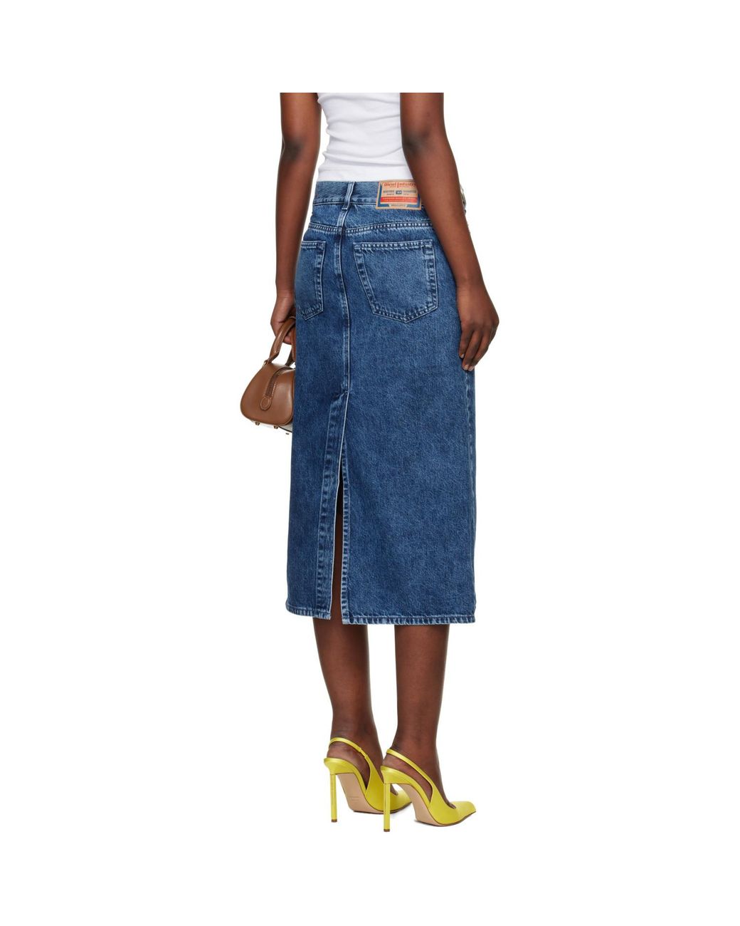 DIESEL Blue De-Skye-S1 Denim Midi Skirt