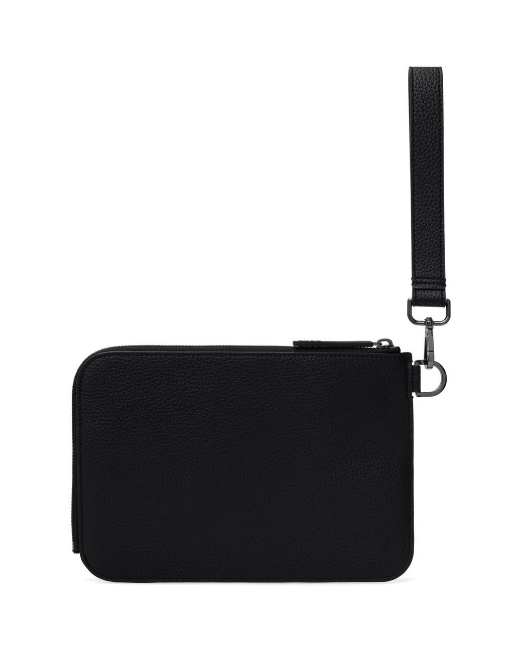 HUGO Black Grained Faux-Leather Pouch for men