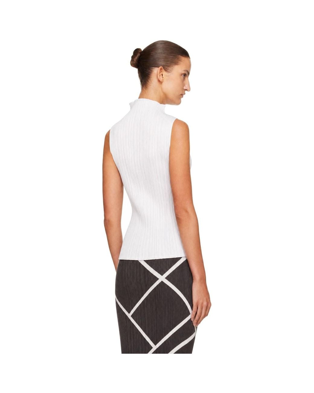 Pleats Please Issey Miyake White Basics Turtleneck Top