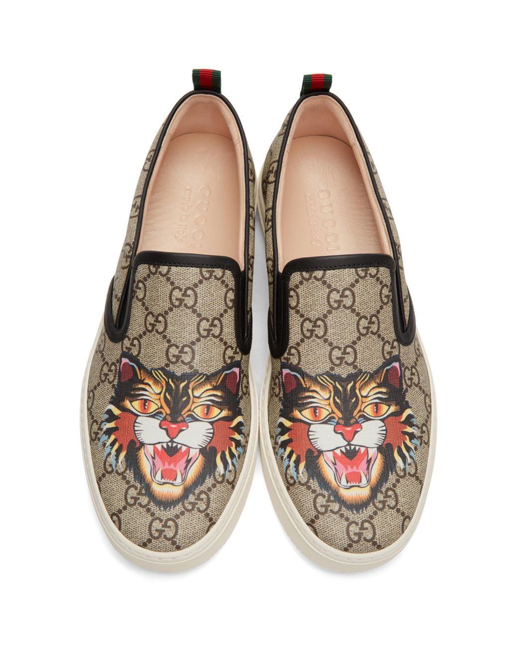 Gucci Beige Gg Supreme Angry Cat Dublin Slip-on Sneakers in Natural for Men  | Lyst
