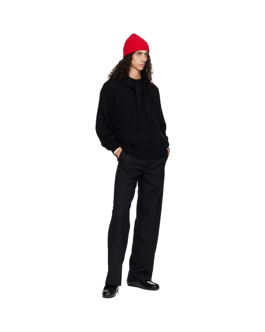 YACAIA Black Y-0008 Oversized Merino Cashmere Sweater for men