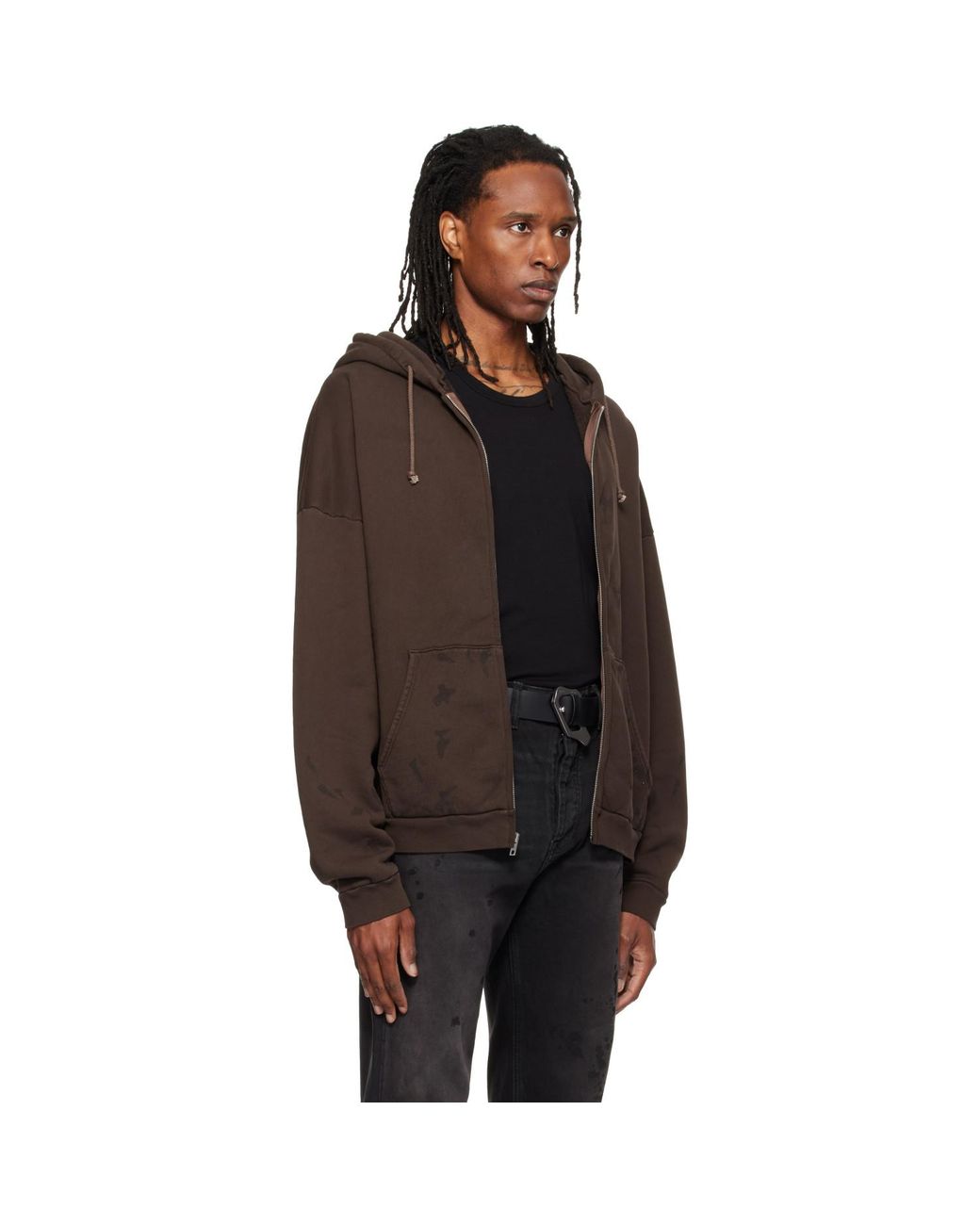 ALEXANDER DIGENOVA Black Zip Up Painter Hoodie for men