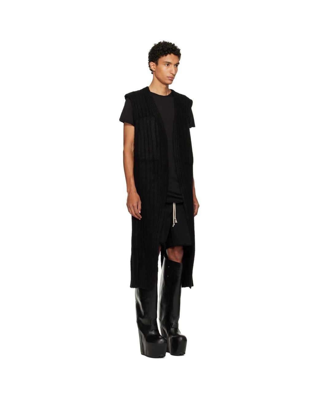Rick Owens Black Tower Lab Vest Cardigan for men
