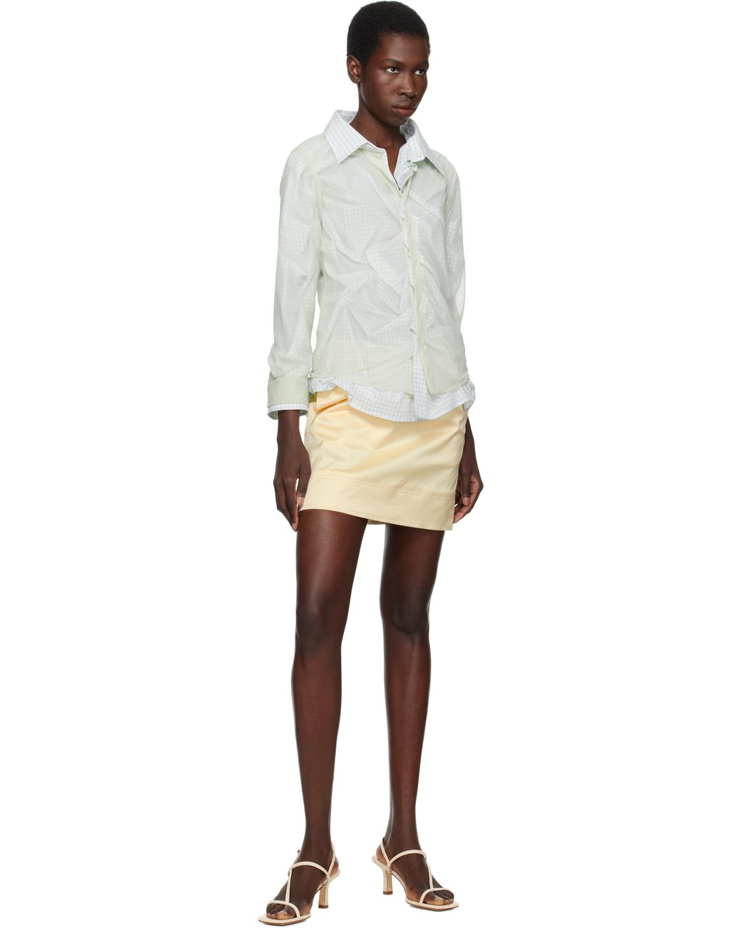 Aeyde Black Off- Elise Leather Toe-Post Heeled Sandals