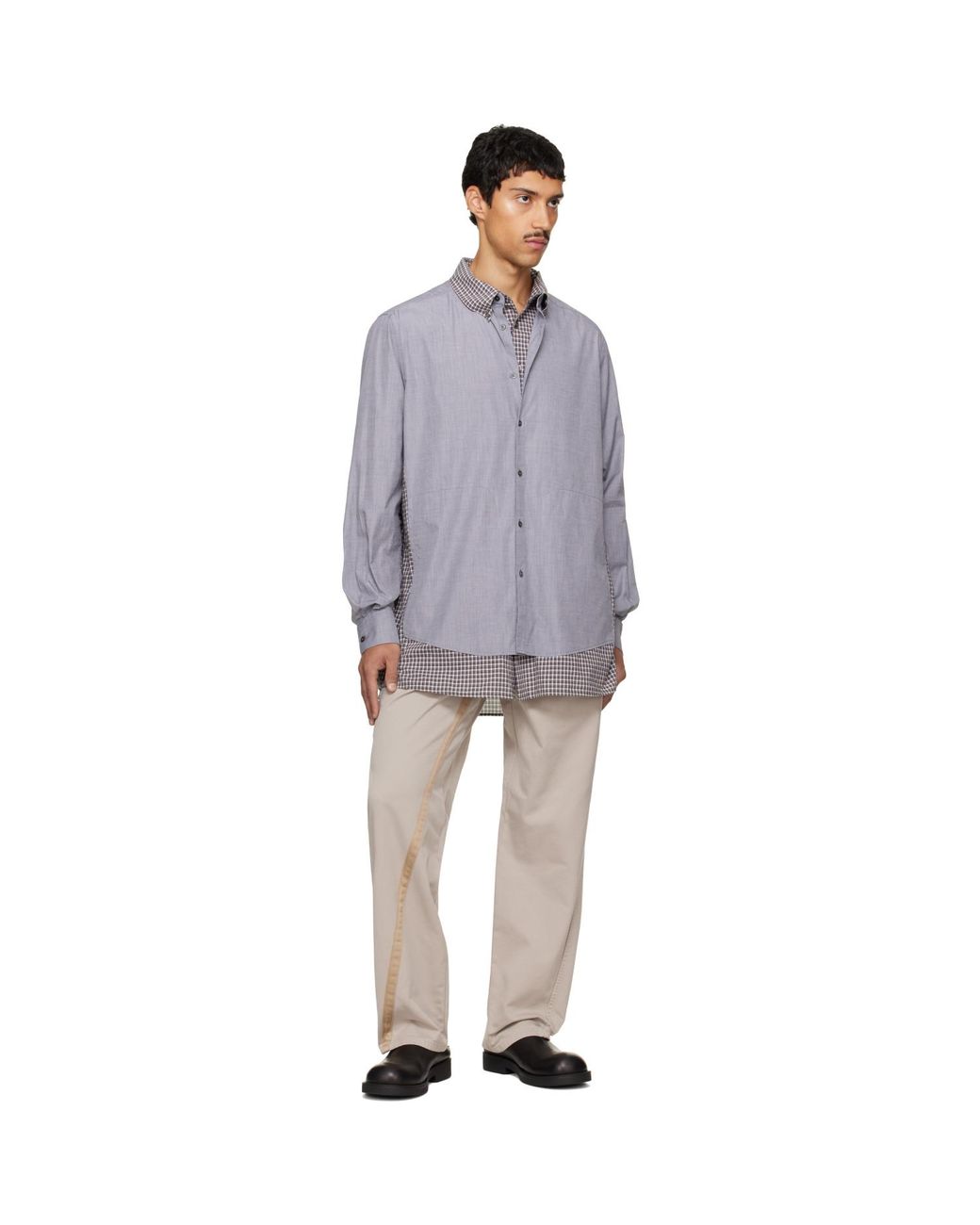 Maison Margiela Gray Double Layer Cotton Shirt for men