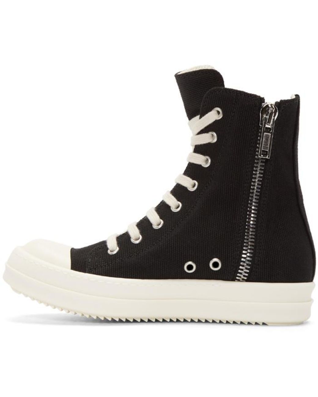 Rick Owens Black Canvas High-top Sneakers for Men | Lyst