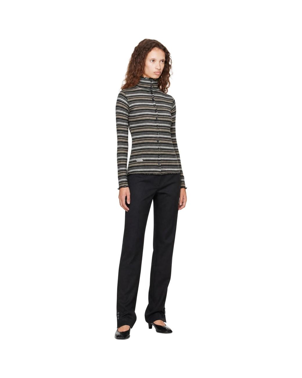 Song For The Mute Black Multi Stripe Knit Cardigan