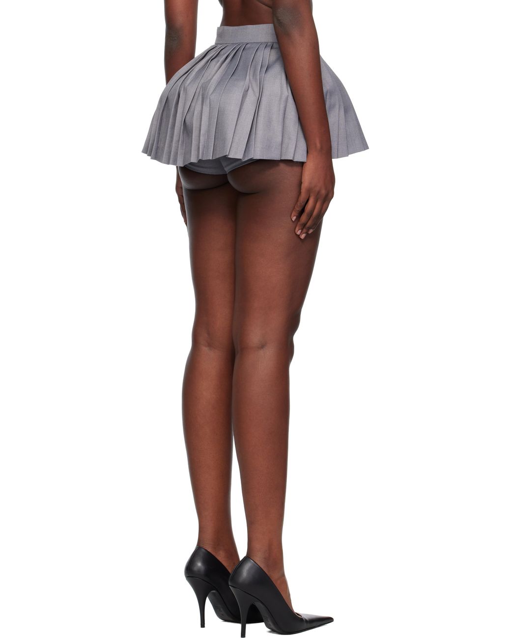 Mini Jupe-Short Ample Grise Pushbutton en coloris Black