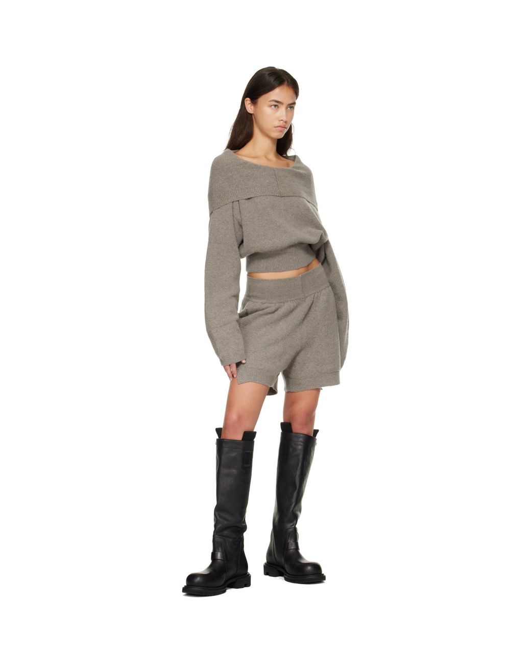 Rick Owens Gray Tower Cashmere Shorts