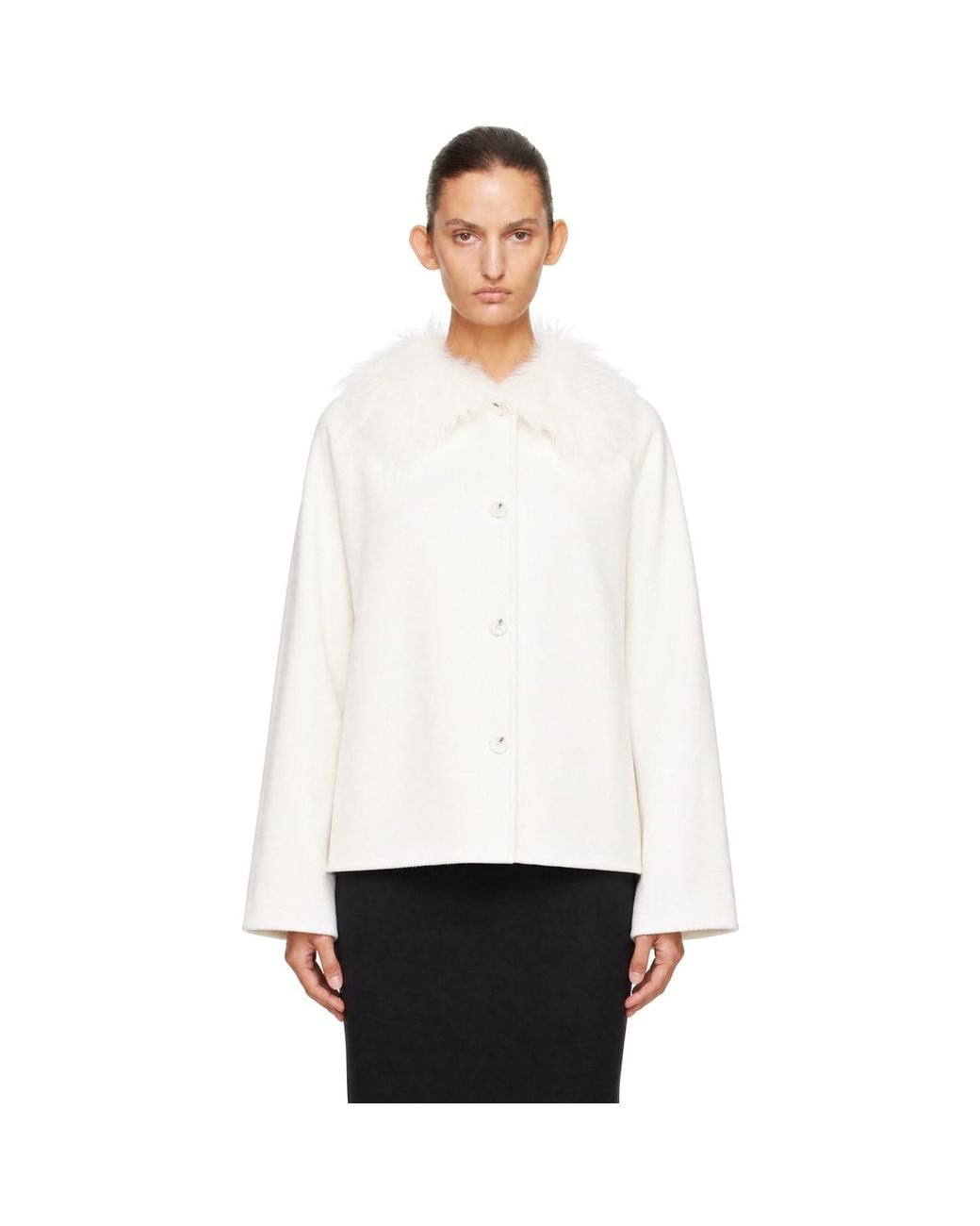 Loulou de Saison White Rafe Detachable Faux-Fur Collar Jacket