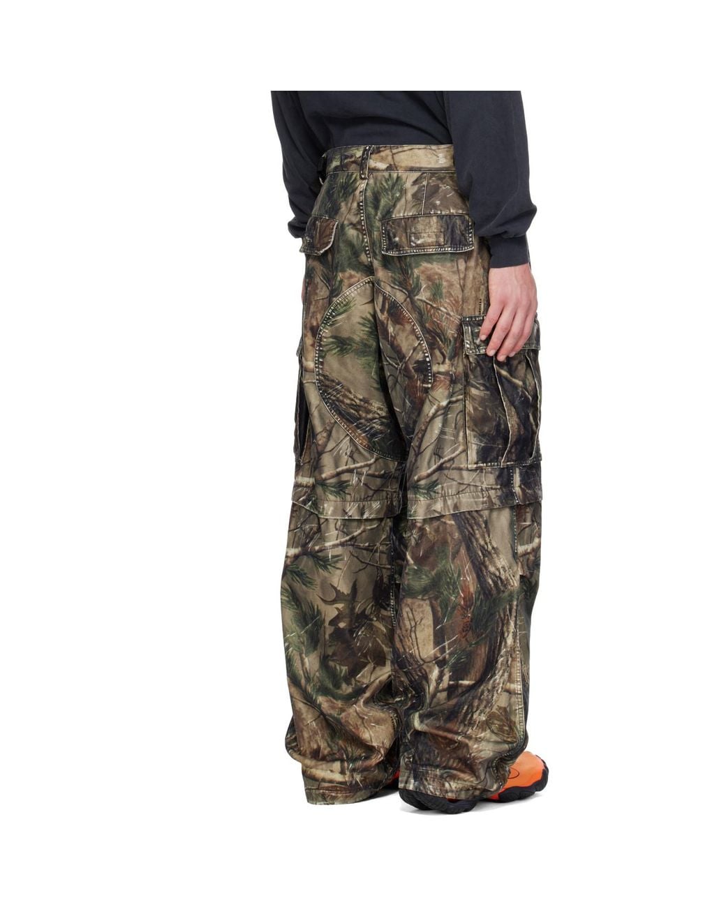 Balenciaga Gray Camo Flocked Cotton Baggy Cargo Pants for men