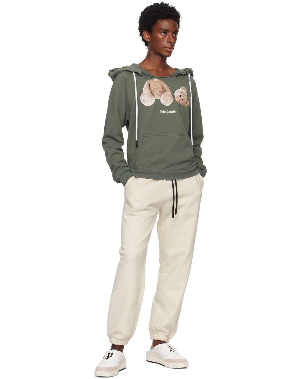 Palm Angels Bear Ripped Hoodie for Men | Lyst