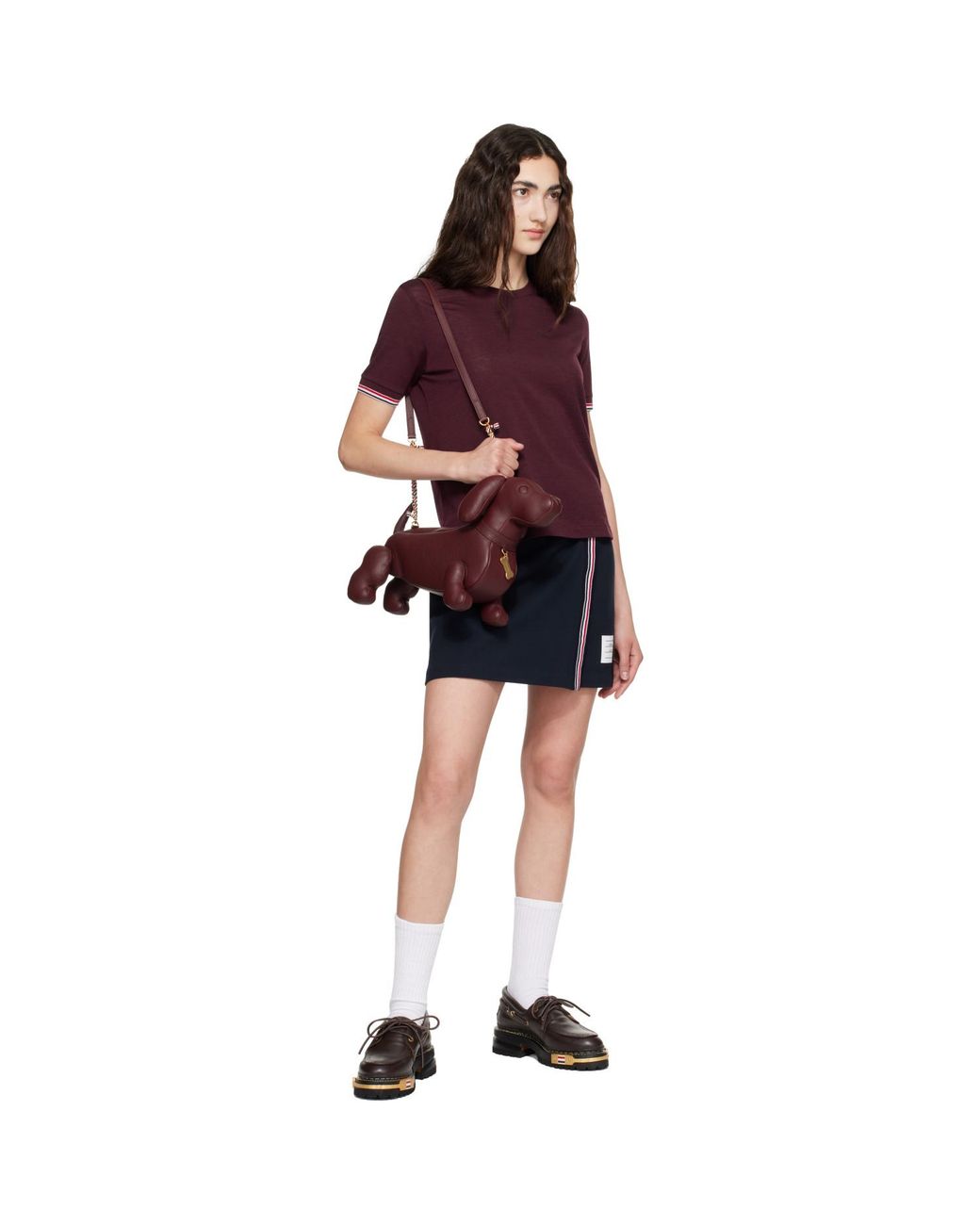 Thom Browne Purple Burgundy Rib Cuff Rwb Tipping Wool Jersey T-Shirt
