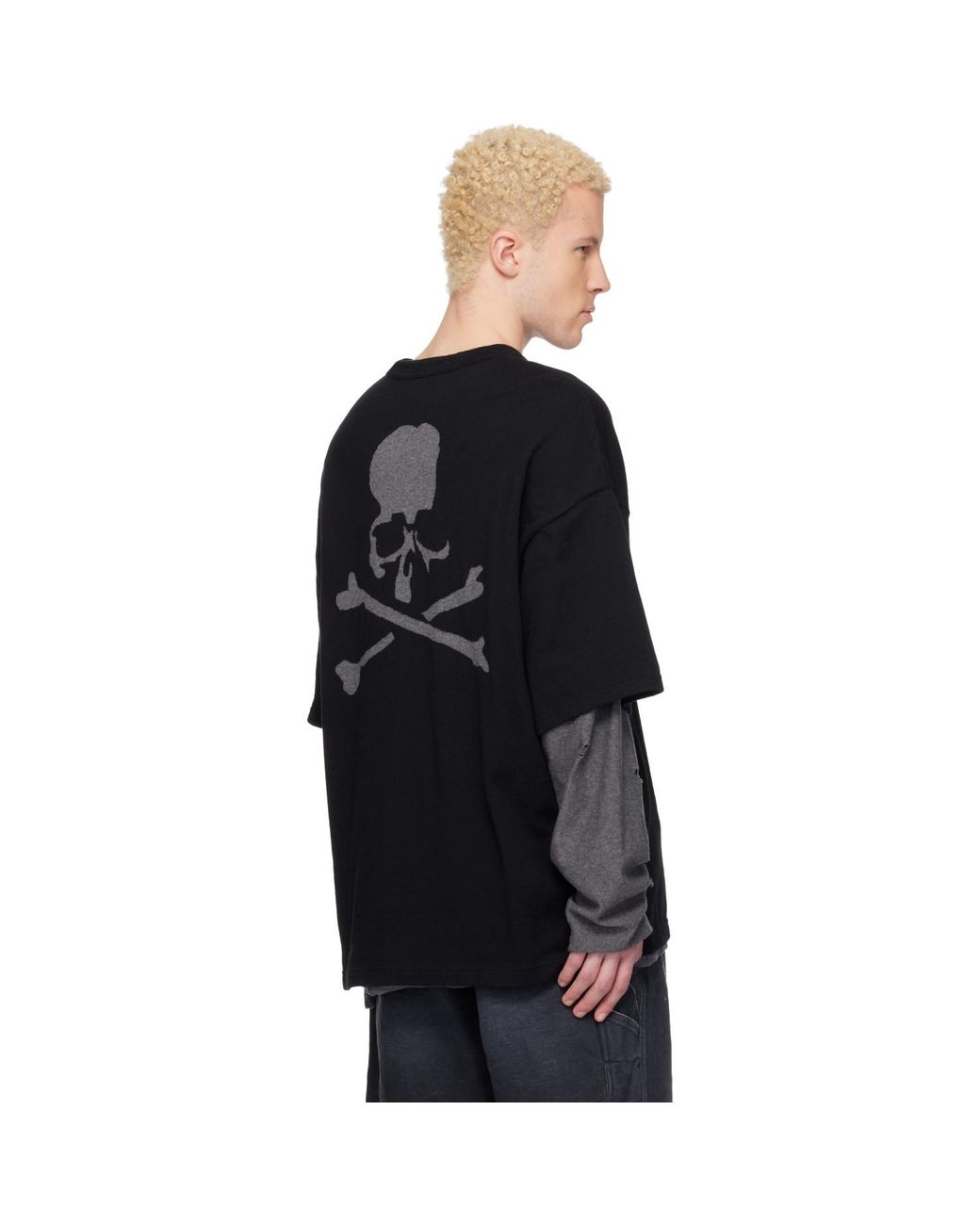 MASTERMIND WORLD Blue Reversible Distressed T-Shirt for men