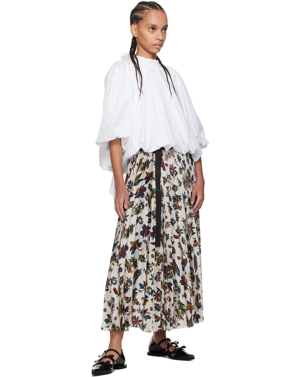 Toga Black Pointed Toe Ribbon Ballerina Flats