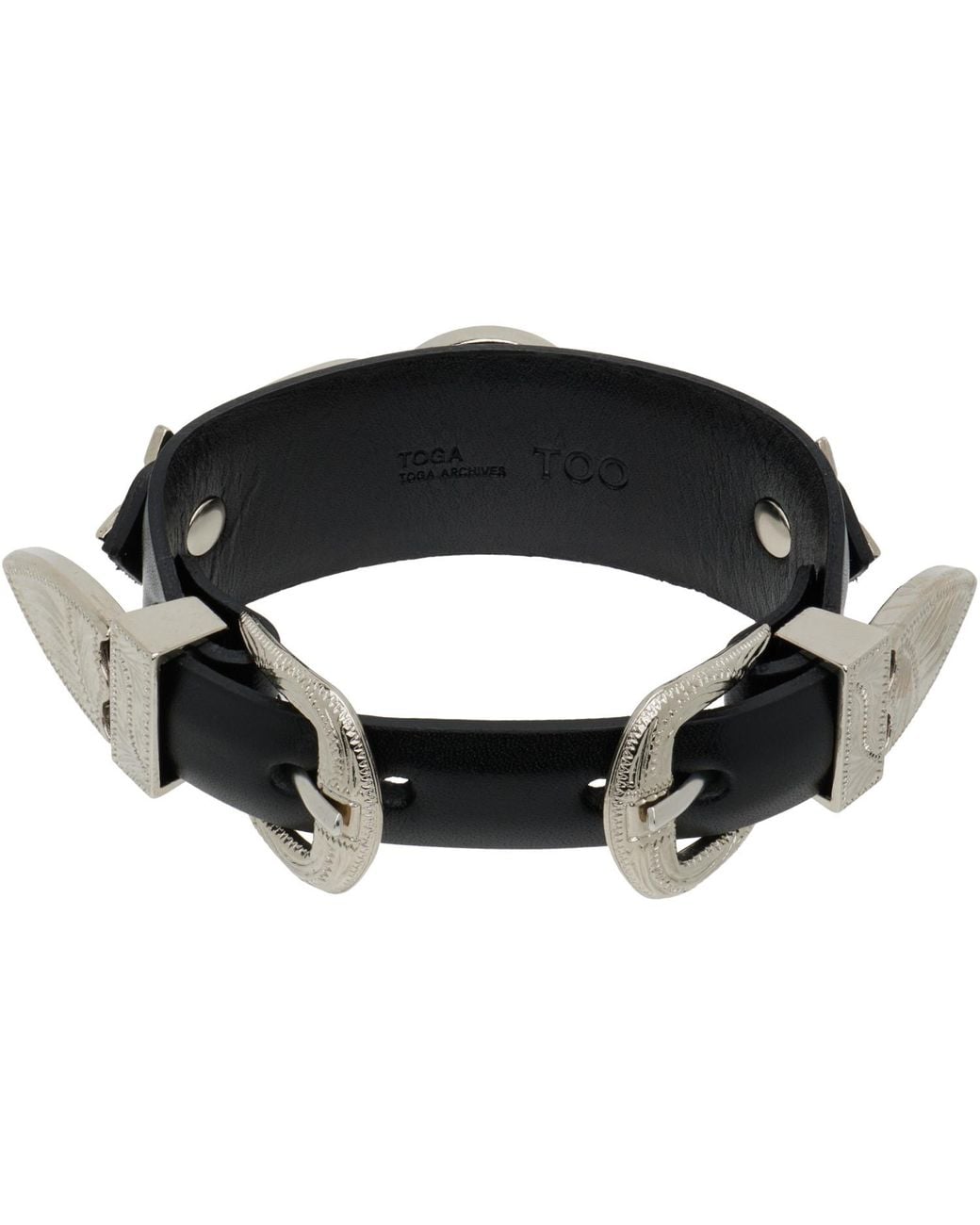 Toga Black Double Buckle Bangle Bracelet