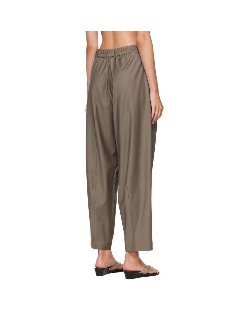 Cordera Brown Virgin Wool Masculine Barrel Trousers