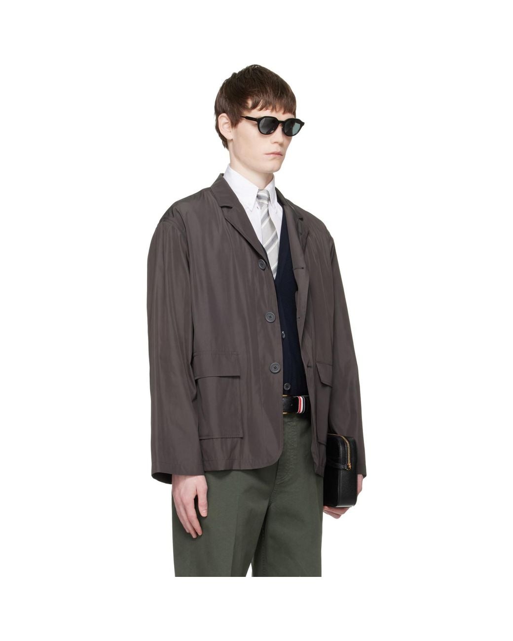 Thom Browne Gray Packable Flap Pocket Blazer for men