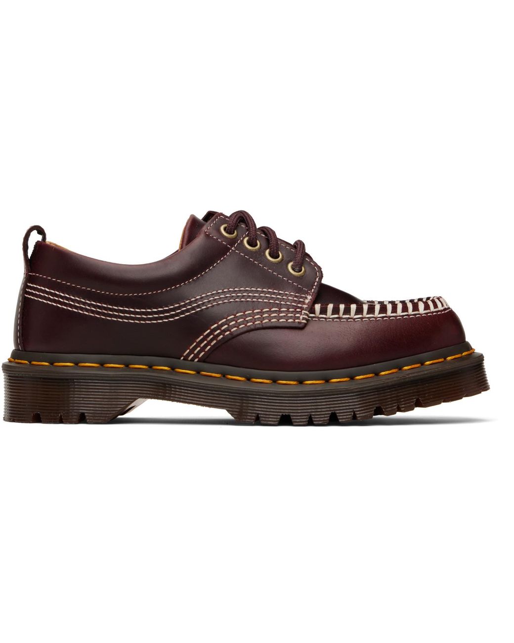 Dr. Martens Black Burgundy Lowell Leather Moc Toe Derbys