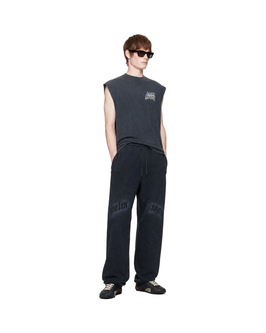 Palm Angels Black Patch Pa Baggy Sweatpants for men