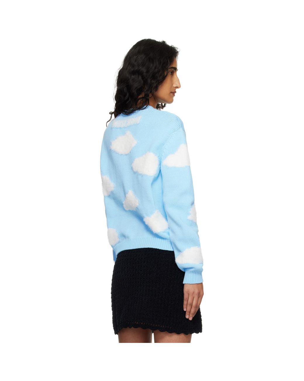 Moschino Blue Organic Cotton Blend Archive Cloud Sweater